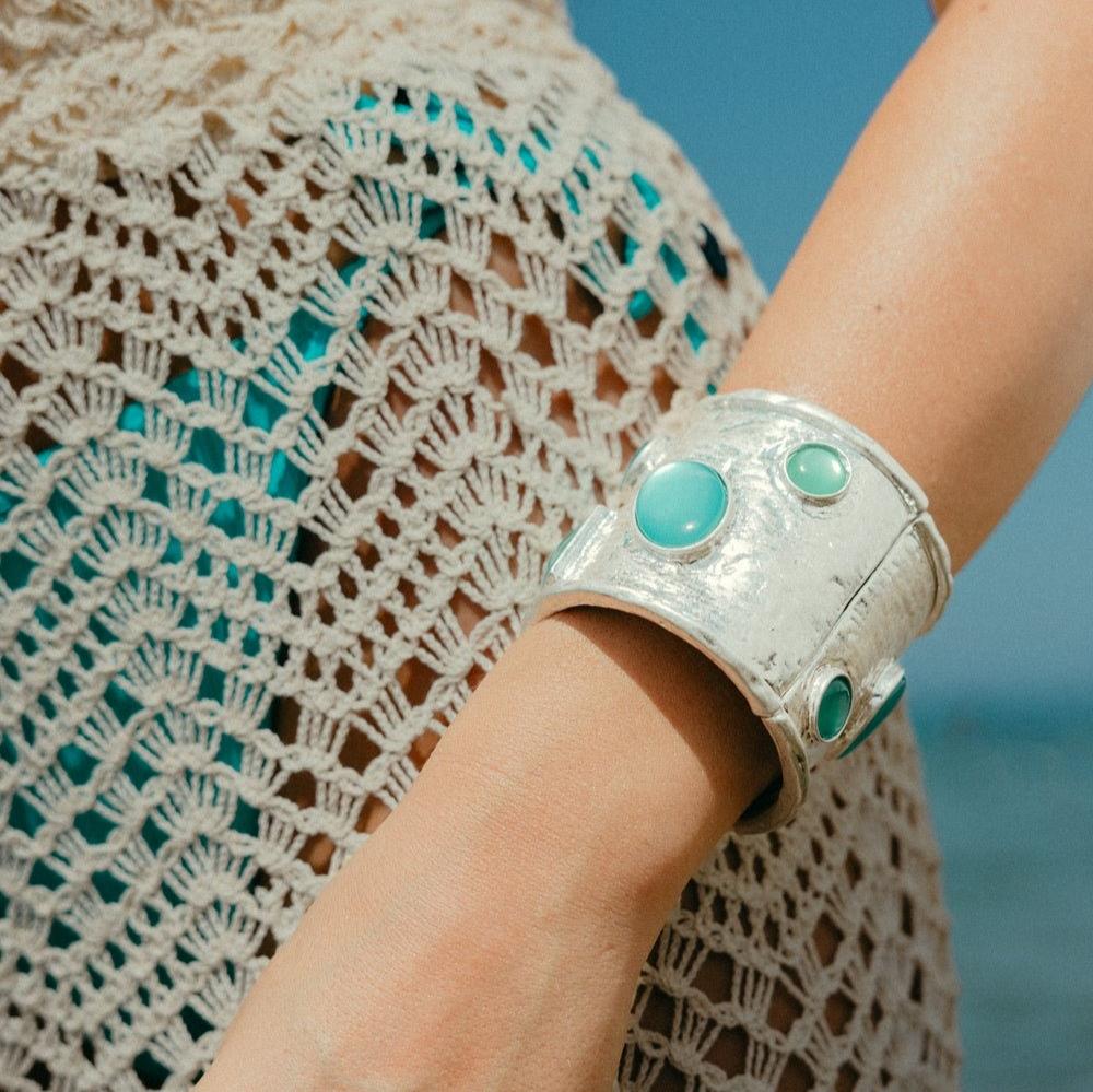 Bracciale a Manetta con Inserti Blu - Mya Accessories