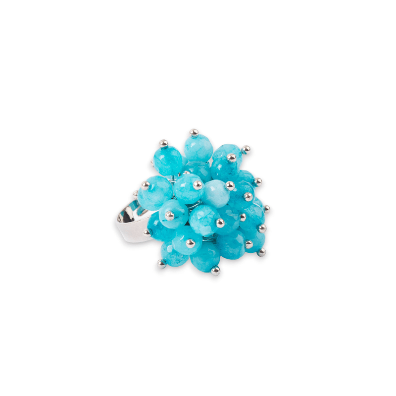 Anello in Metallo color Argento con Pietre Turchesi - Mya Accessories