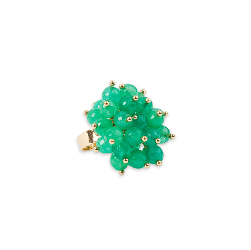 Anello in Metallo color Argento con Pietre Verdi - Mya Accessories
