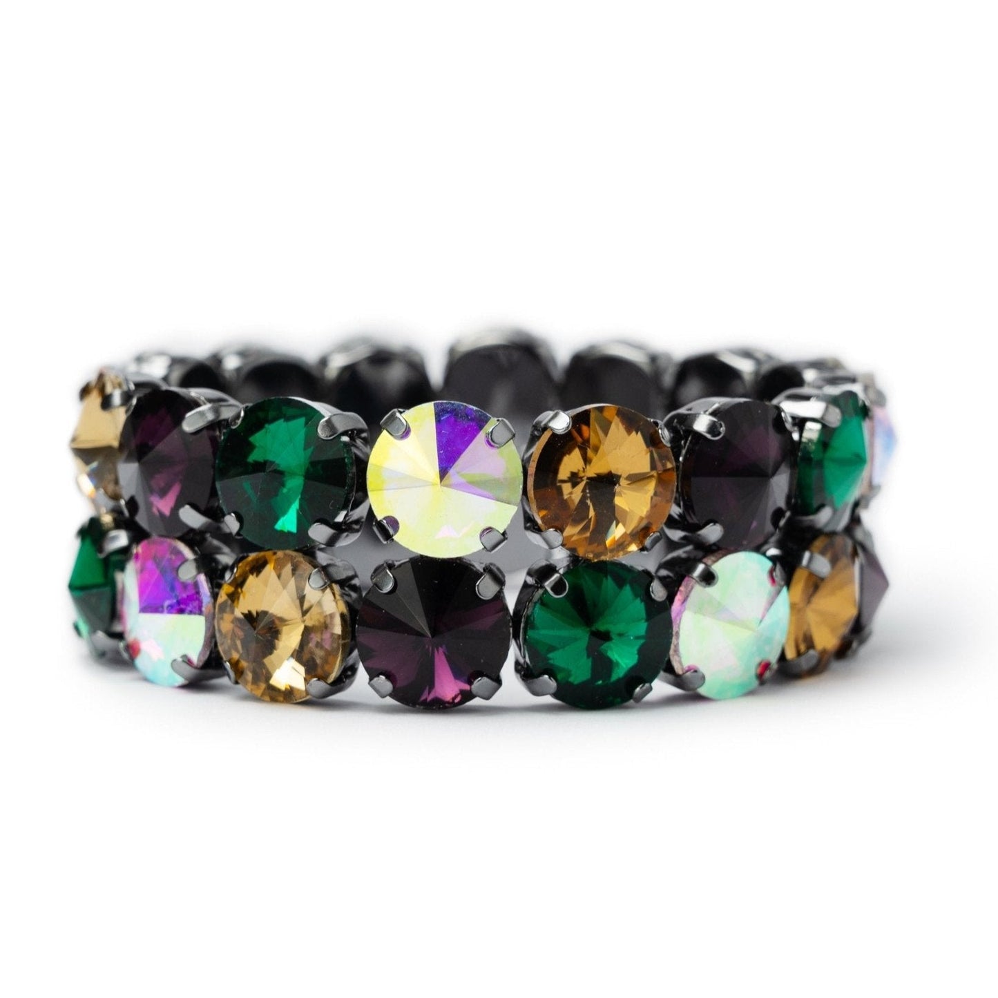 Bracciale a 2 fili con pietre in vetro petrolio - Mya Accessories