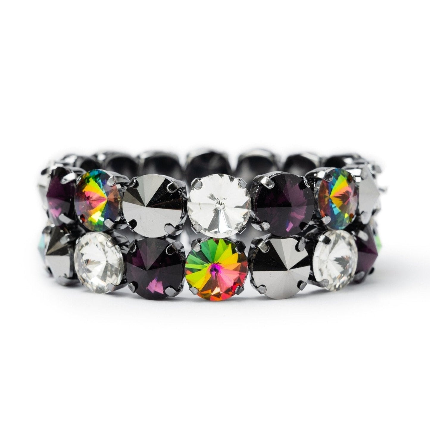 Bracciale a 2 fili con pietre in vetro viola - Mya Accessories