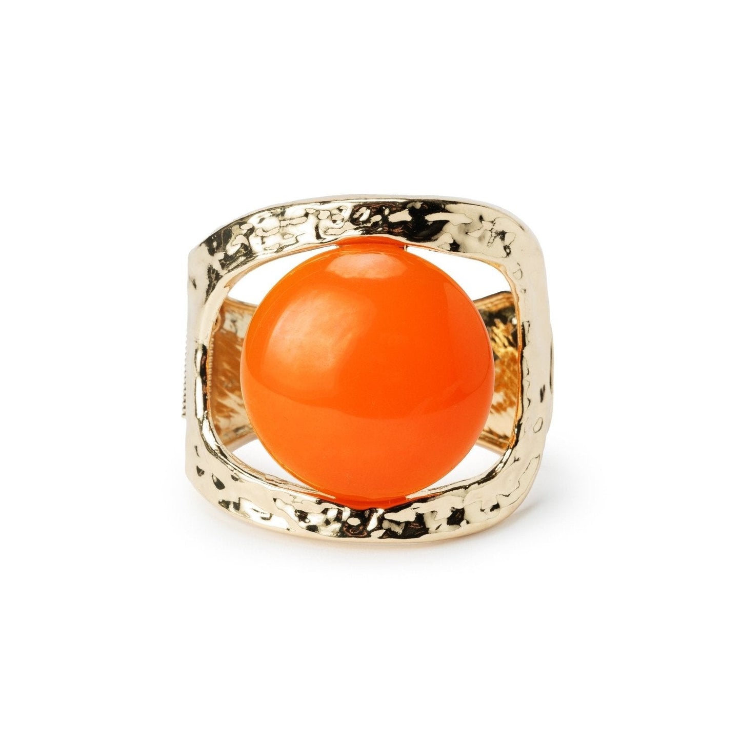 Bracciale a manetta in metallo colore oro con resina arancio - Mya Accessories