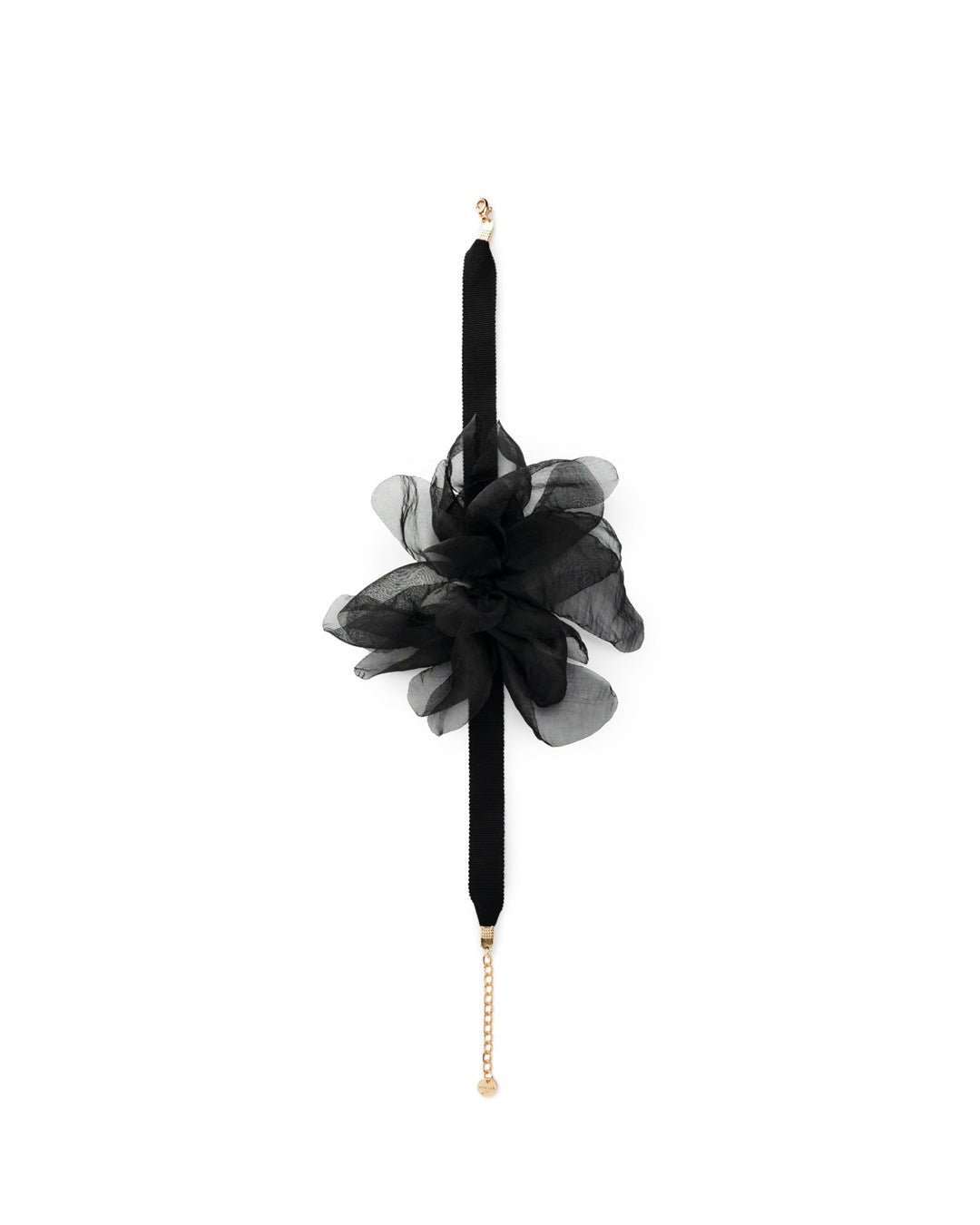 Collana chocker in tessuto con fiore in cotone nero - Mya Accessories