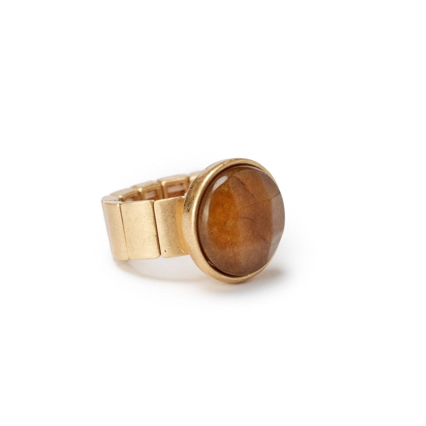 Anello elastico con pietra ambra - Mya Accessories