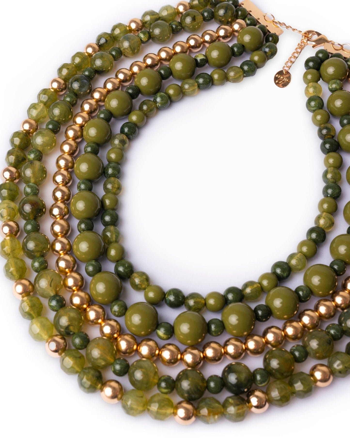 Collana girocollo multilinee con pietre in acrilico verde - Mya Accessories
