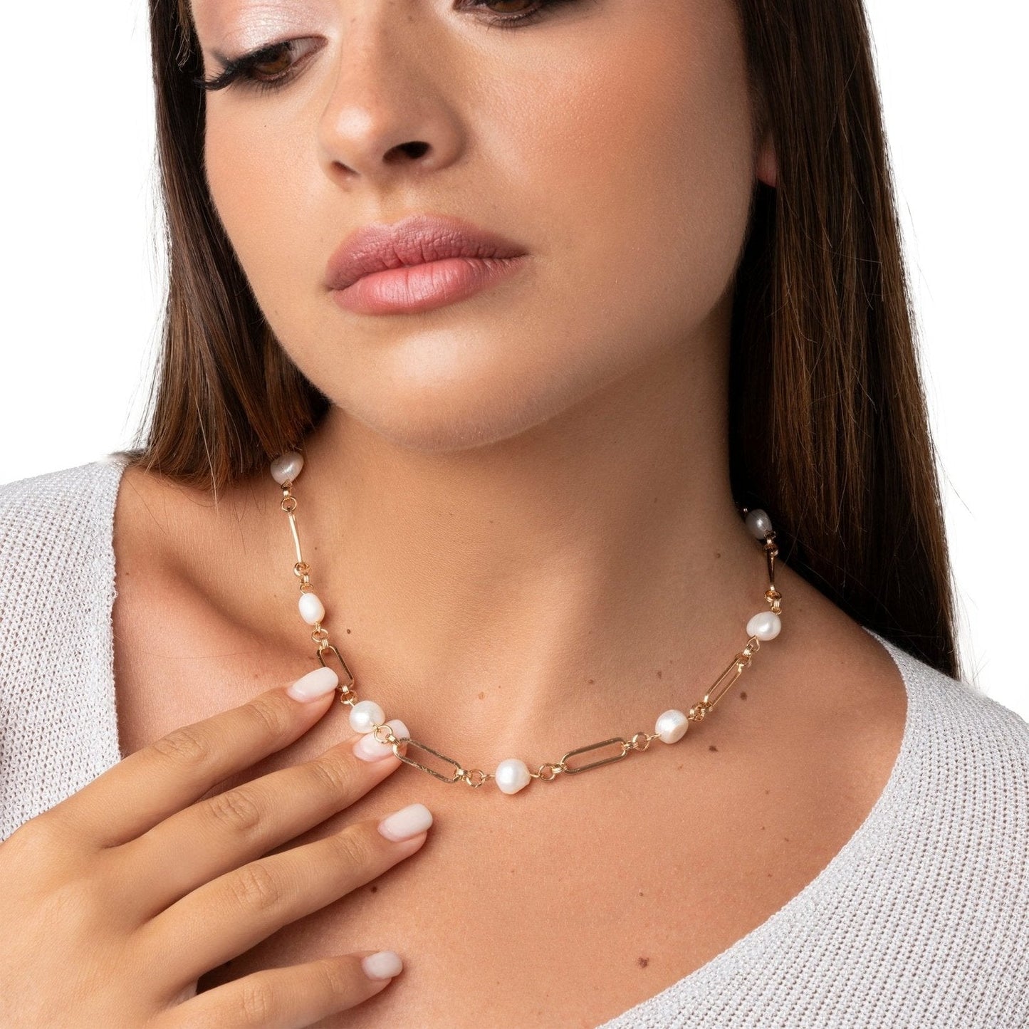 Collana a catena con perle in acrilico - Mya Accessories