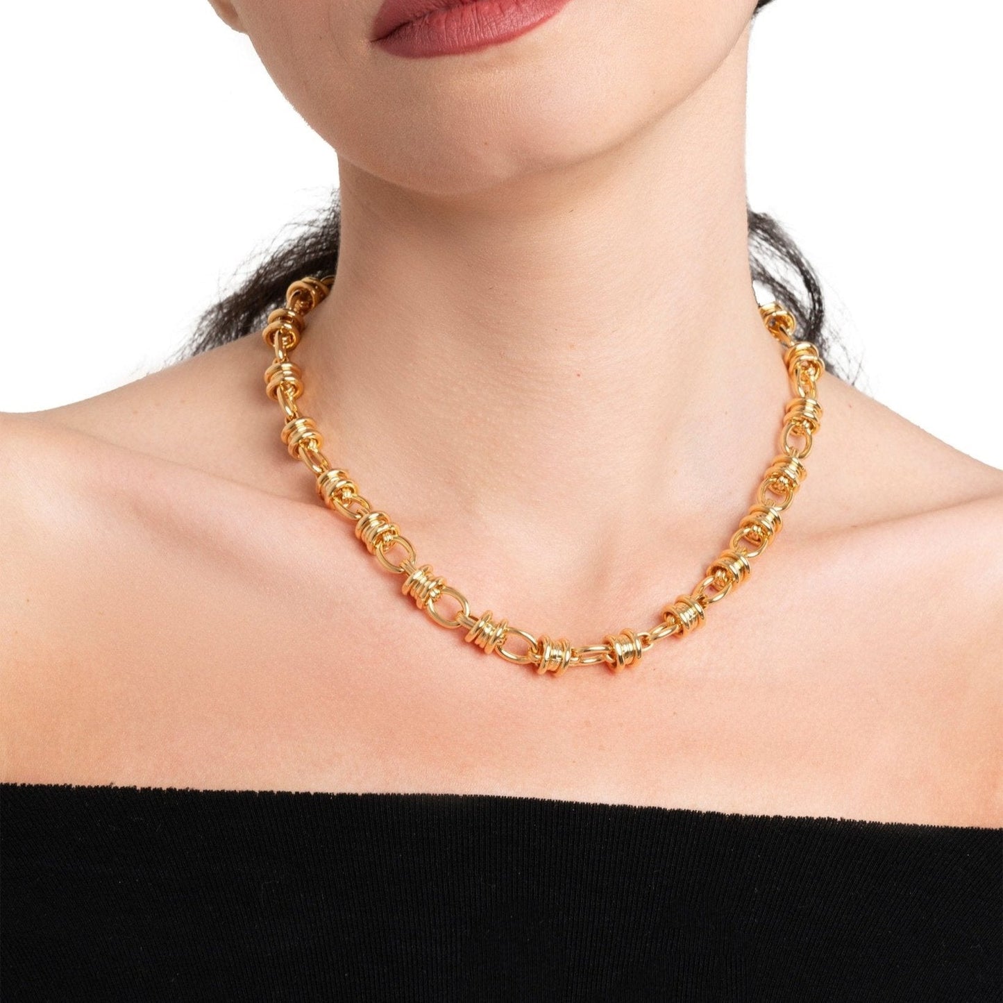 Collana girocollo in maglia in metallo colore oro lucido - Mya Accessories