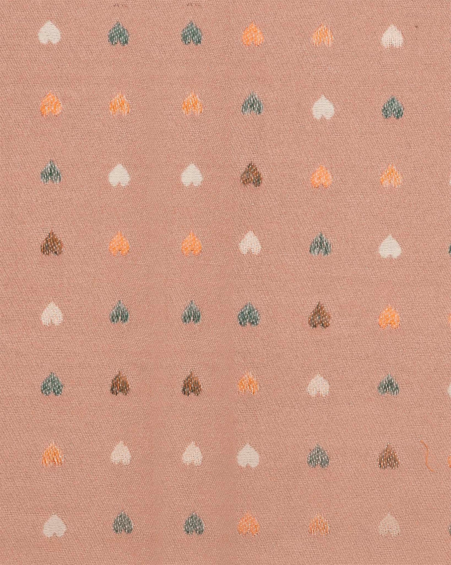 Sciarpa misto lana double face rosa e fango con stampa a cuoricini