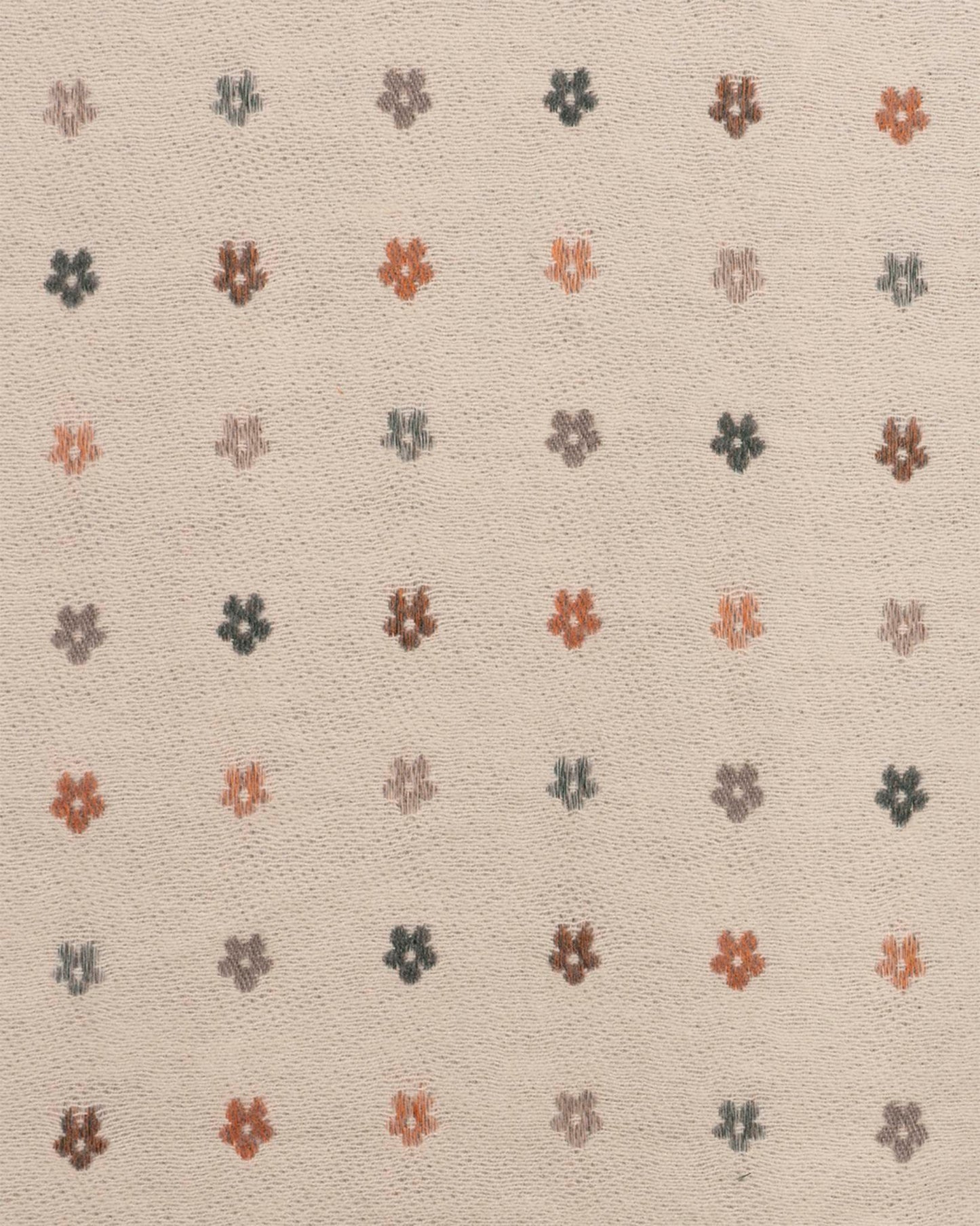 Sciarpa misto lana double face marrone e beige con stampa a fiorellini