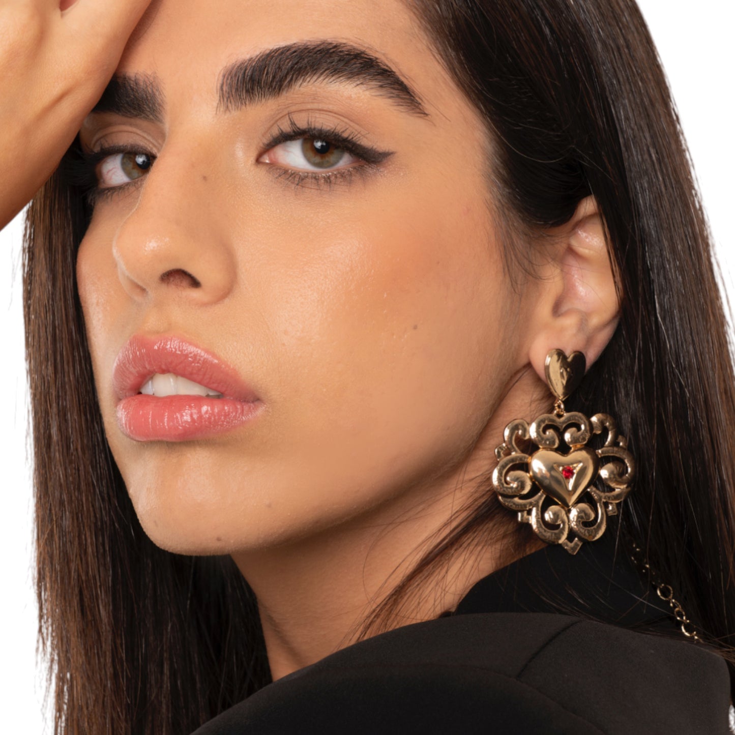 Orecchini pendenti in metallo a forma di cuore