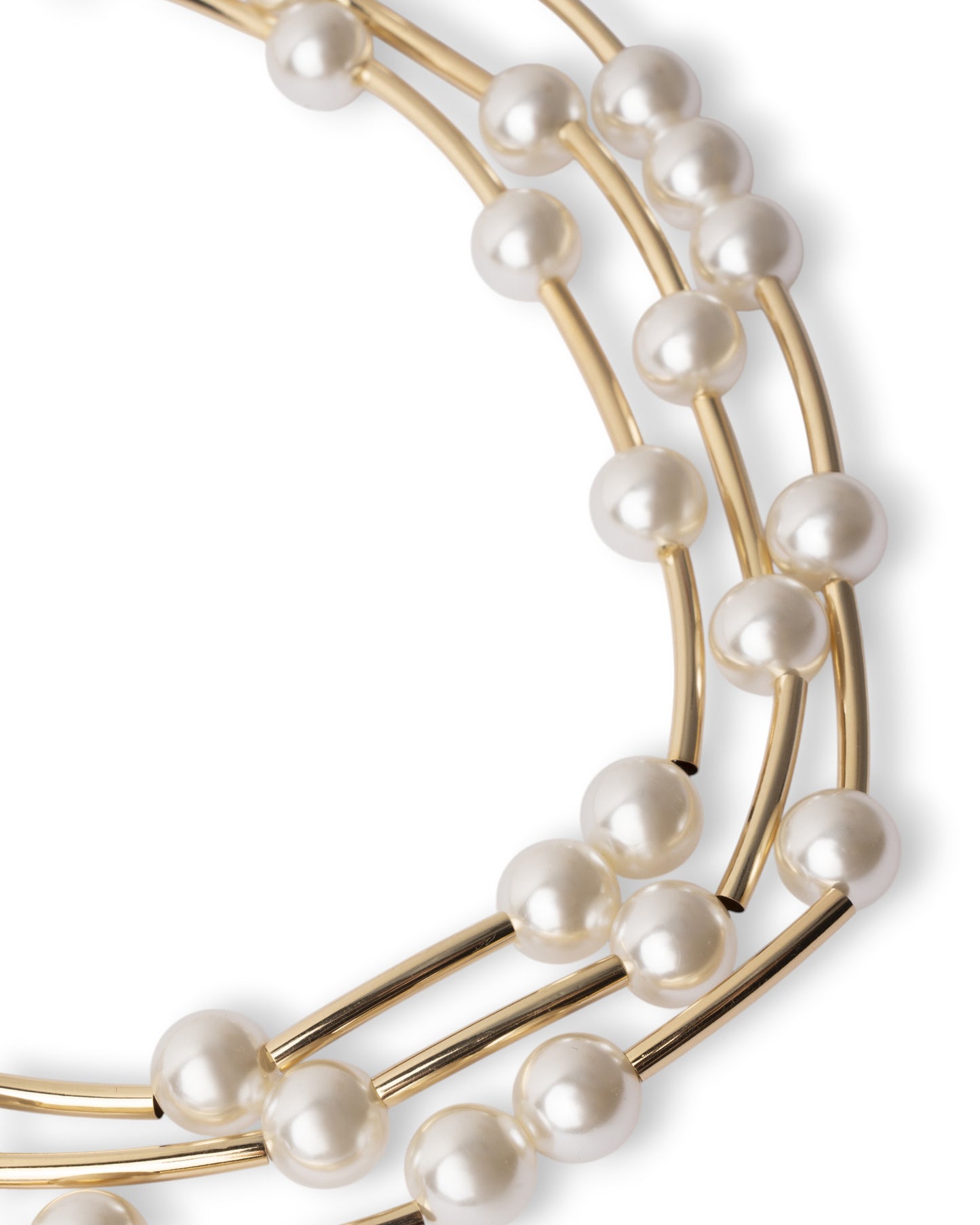 Collana a tre fili in metallo con inserti perle in vetro