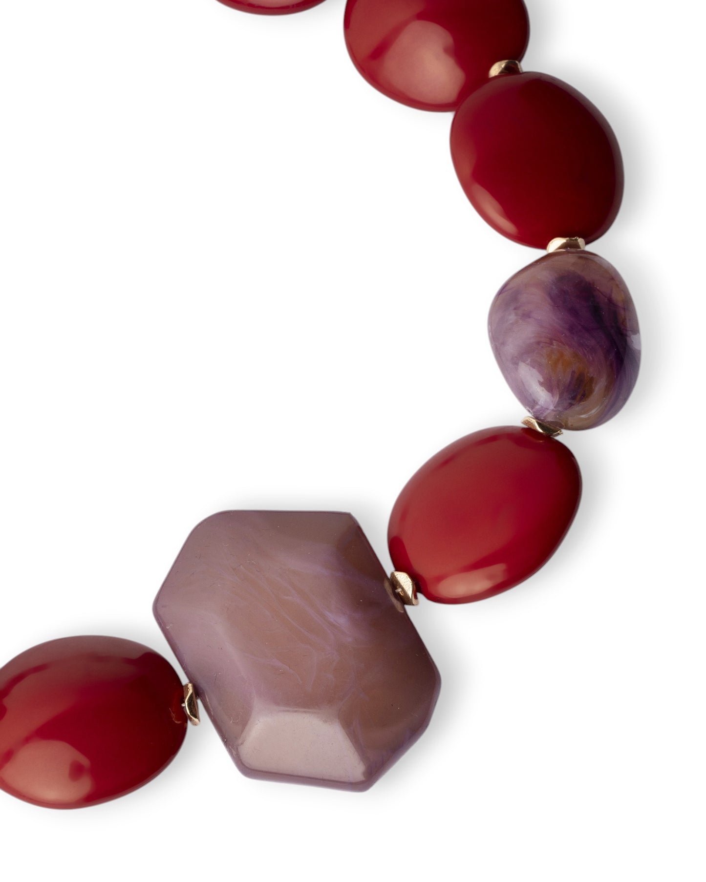 Collana girocollo con pietre grandi in acrilico tono rosso