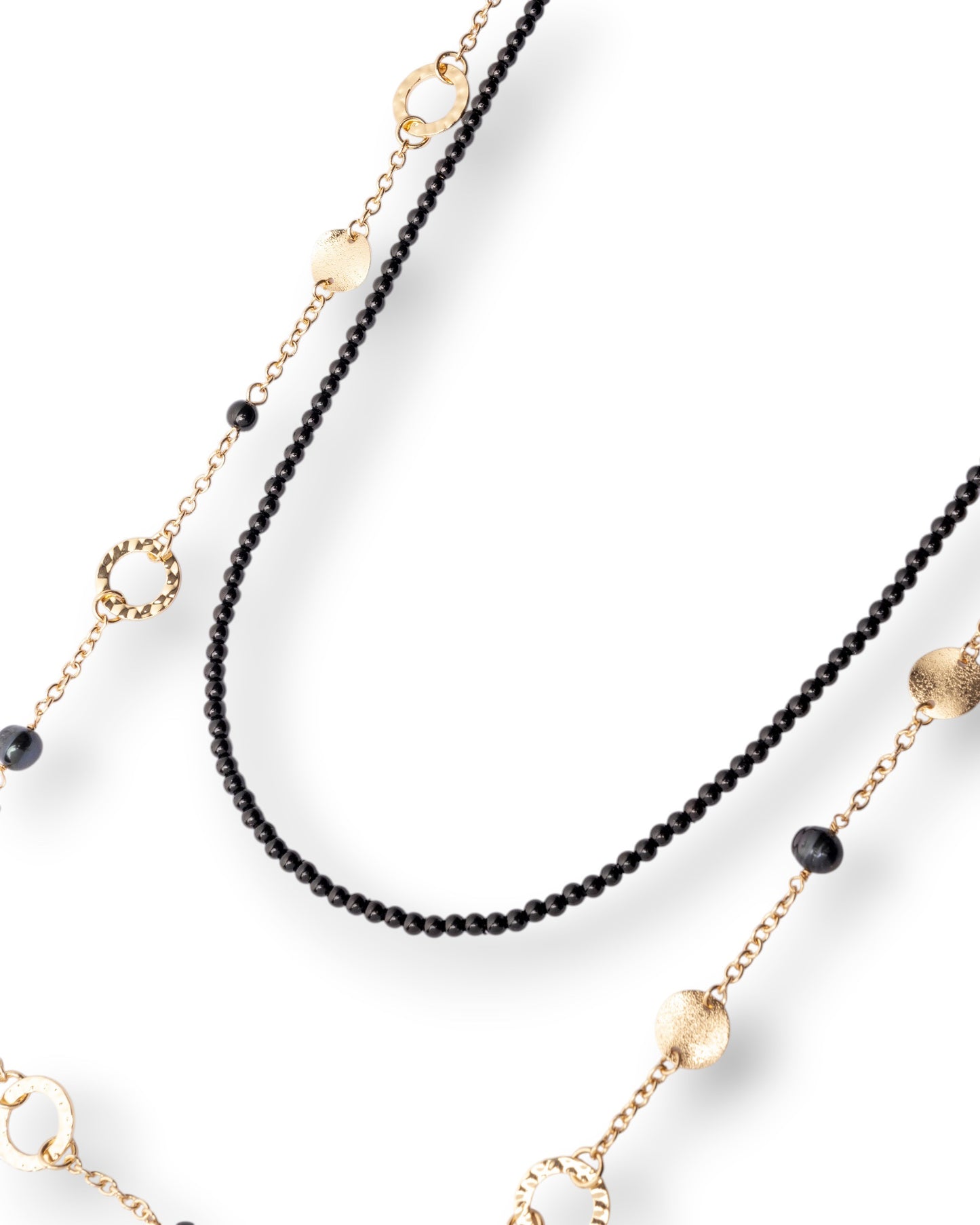 Collana a due fili con pietre in vetro nere
