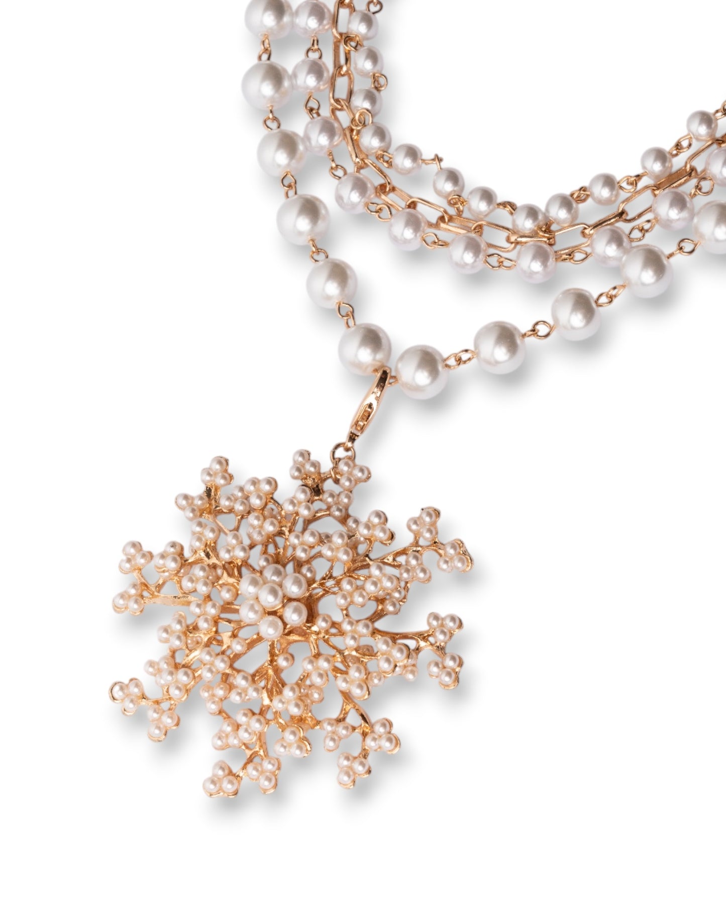 Collana girocollo multi fili con pietre in vetro e pendente fiocco di neve