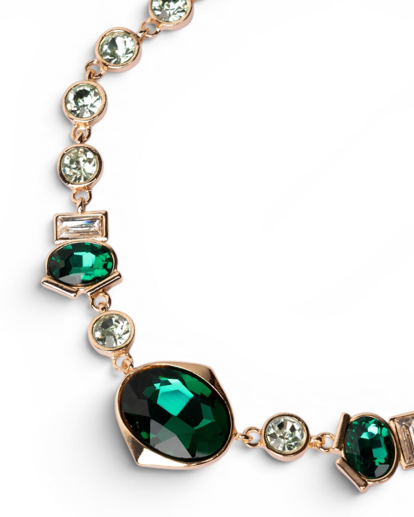 Collana girocollo in metallo con pietre in vetro verde