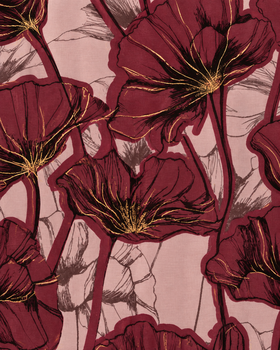 Sciarpa in cotone con stampa a fiori tono magenta