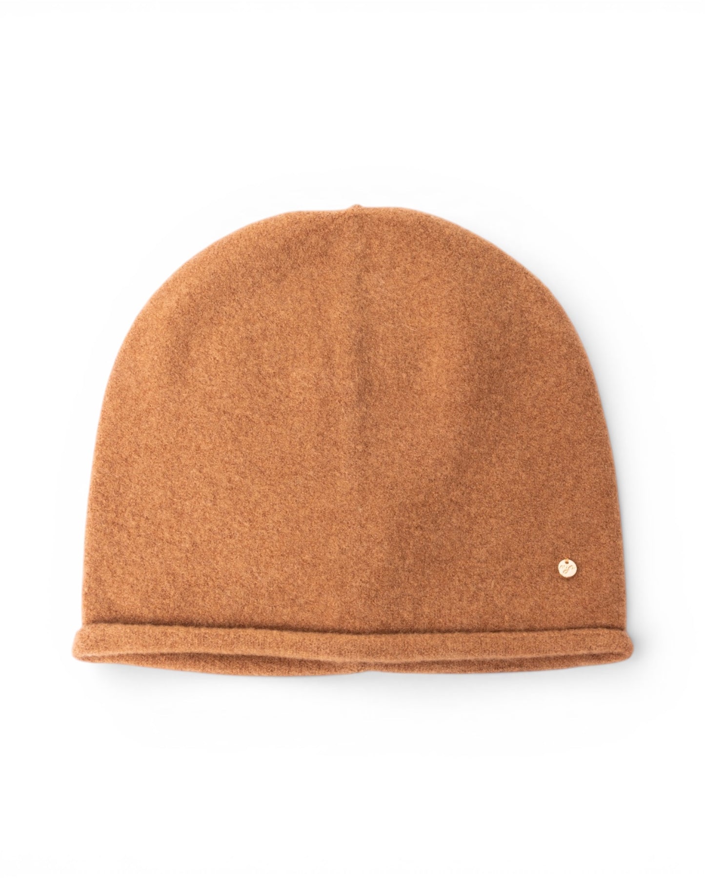 Cappello a cuffia morbido cammello a tinta unita
