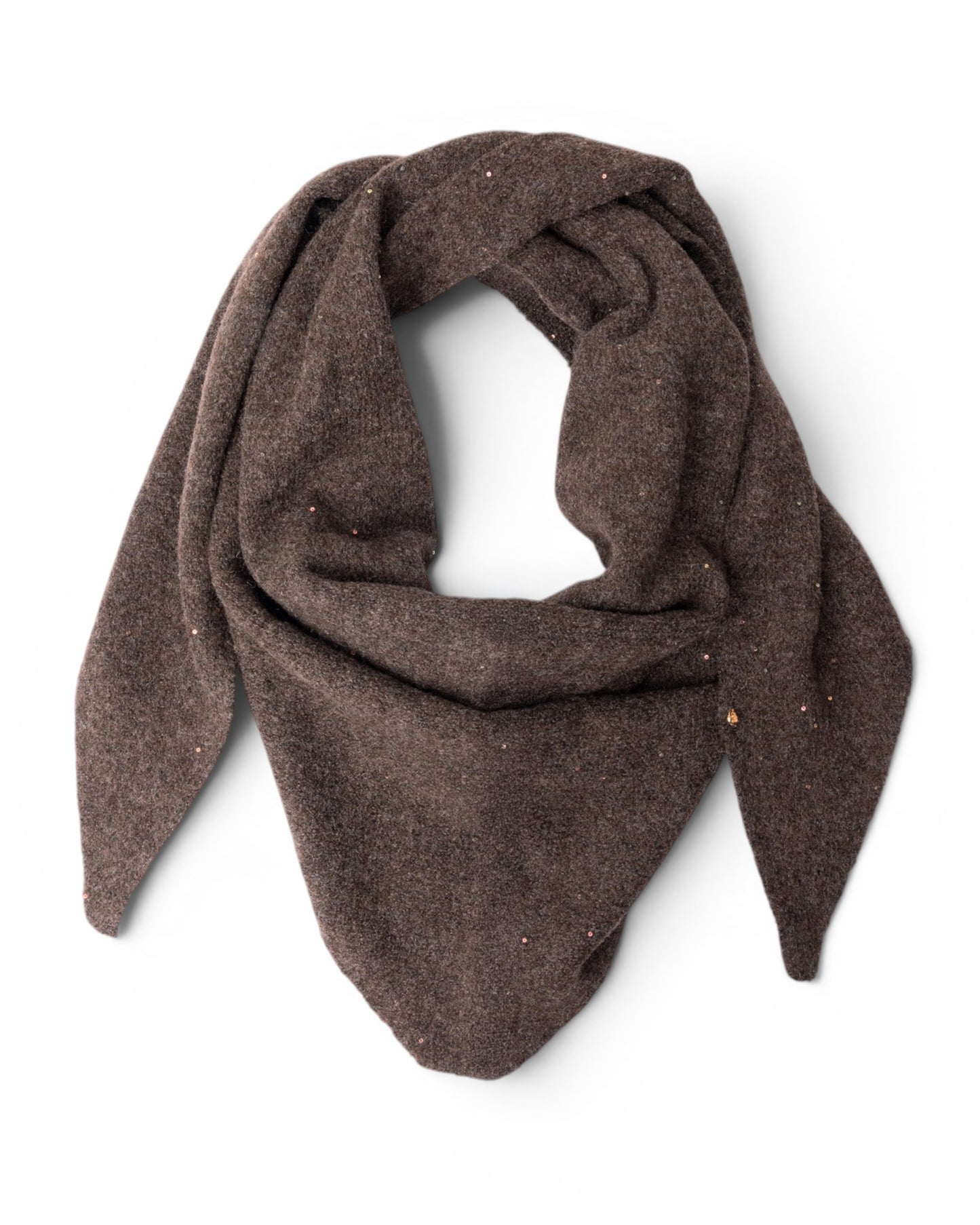 Foulard triangolare color caffè con brillantini
