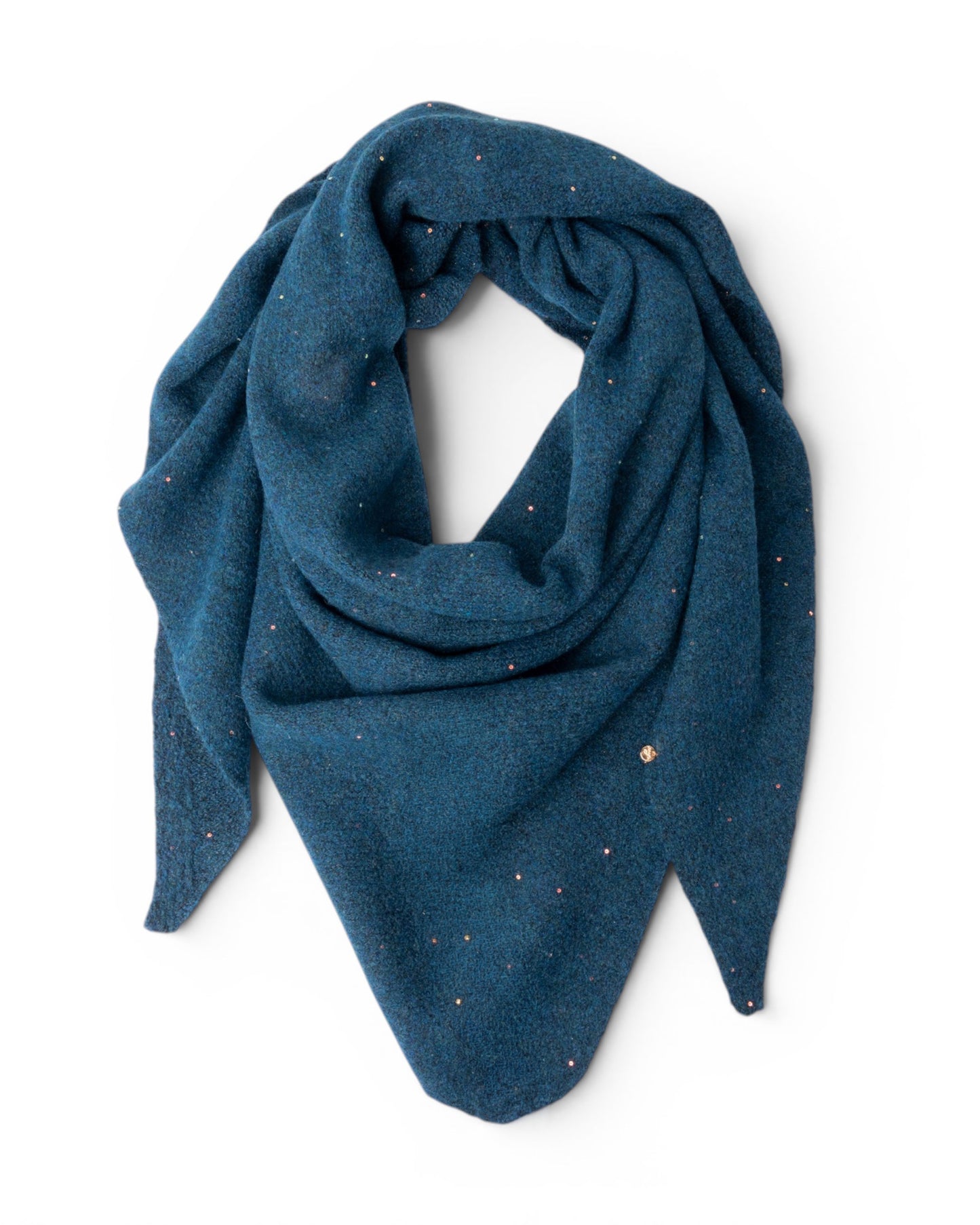 Foulard triangolare blu con brillantini