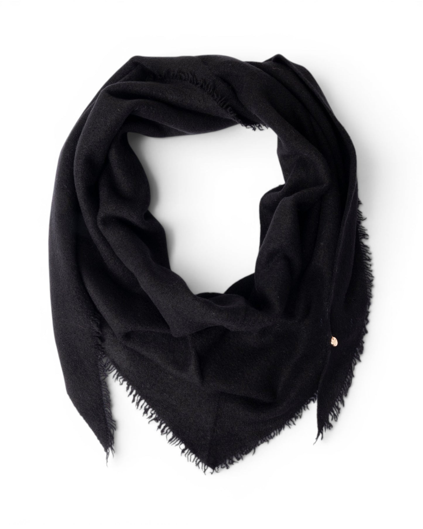 Foulard/kefia a tinta unita nero con frange