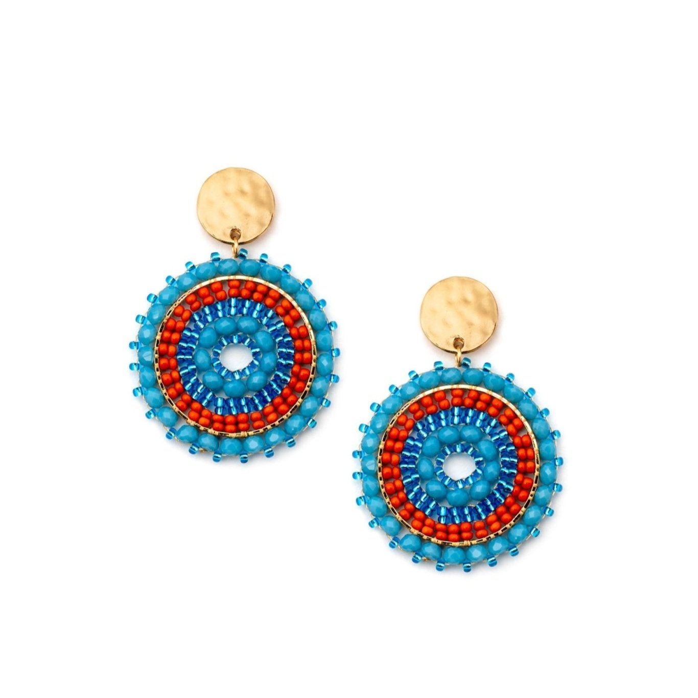 Orecchino con perline turchese e corallo - Mya Accessories