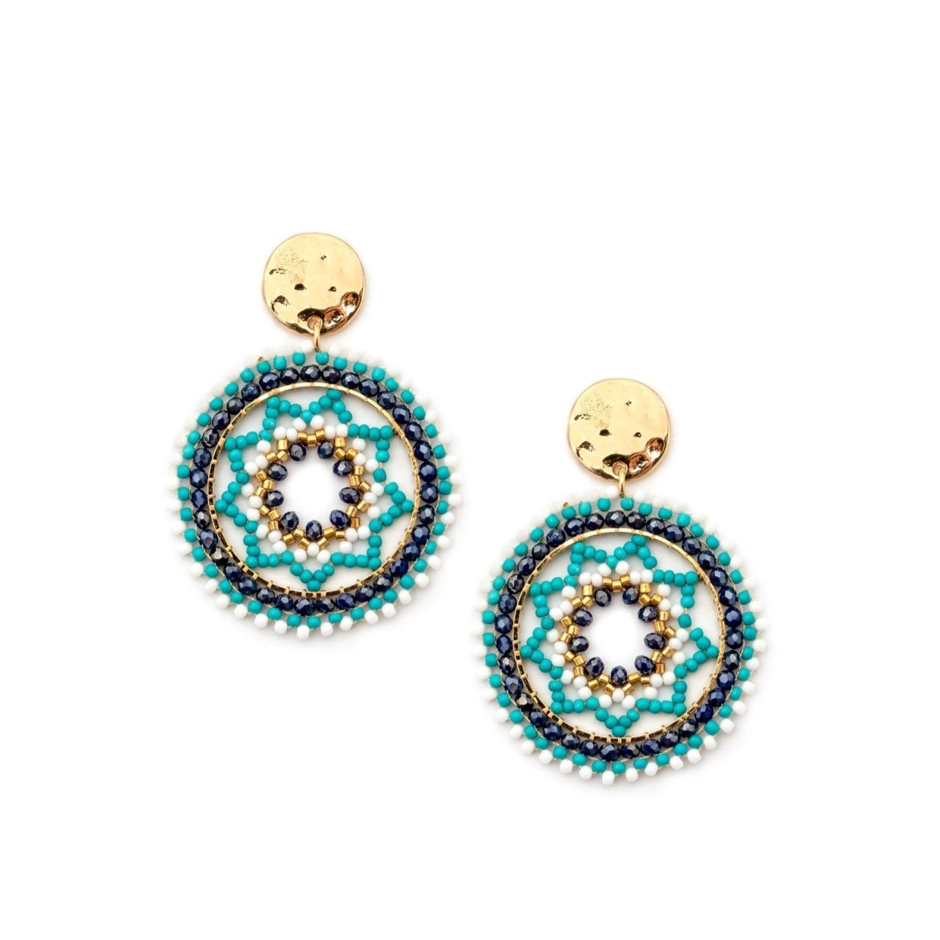Orecchino con perline verde acqua e blu - Mya Accessories