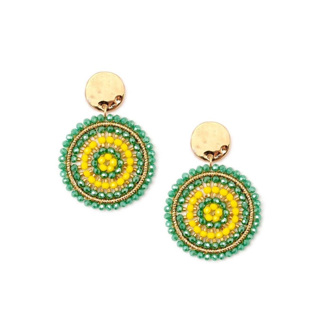 Orecchino con perline verde e giallo - Mya Accessories