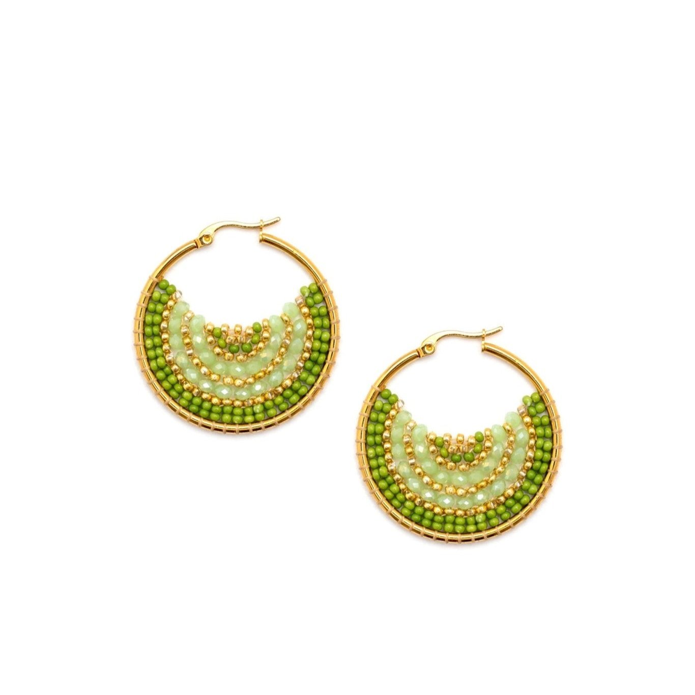 Orecchino circolare verde con perline - Mya Accessories