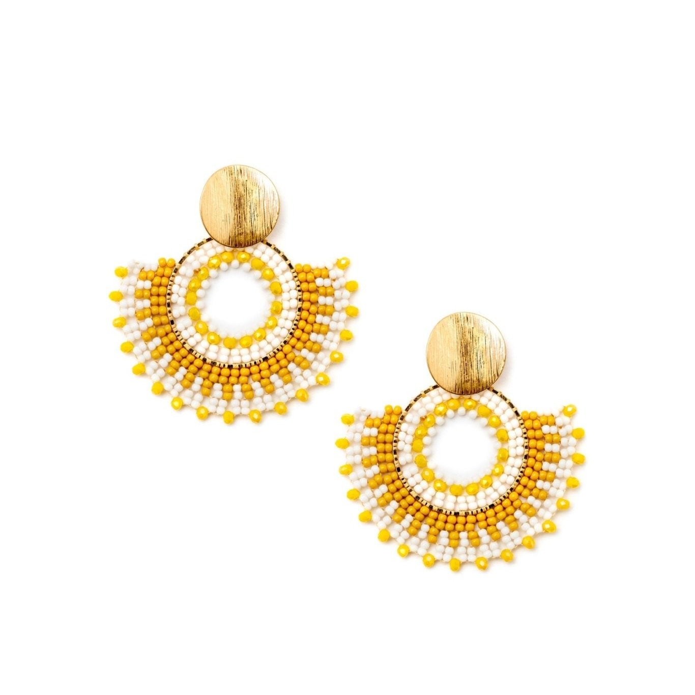 Orecchino con perline gialle e bianche - Mya Accessories
