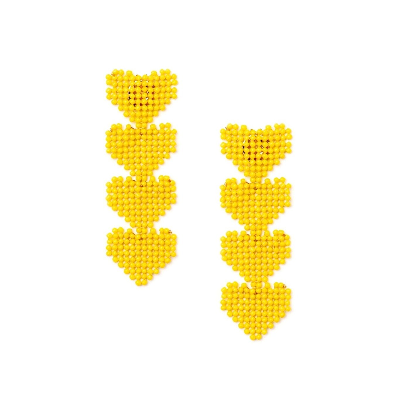Orecchino pendente con quattro cuori giallo - Mya Accessories