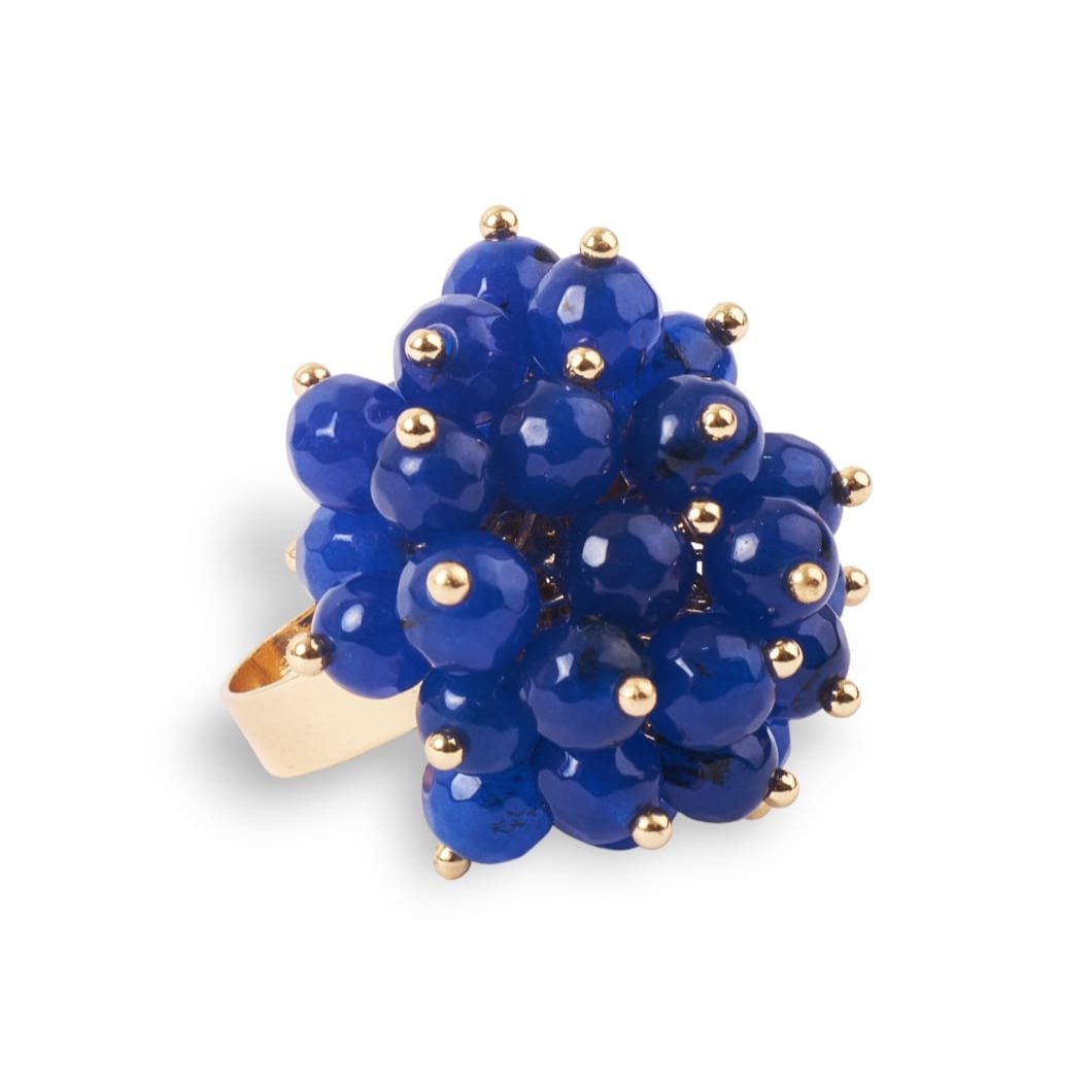 ANELLO CON PIETRE BLU A GRAPPOLO