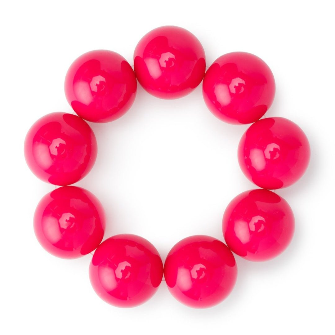 Bracciale con sfere XXL elastico in acrilico fucsia - Mya Accessories