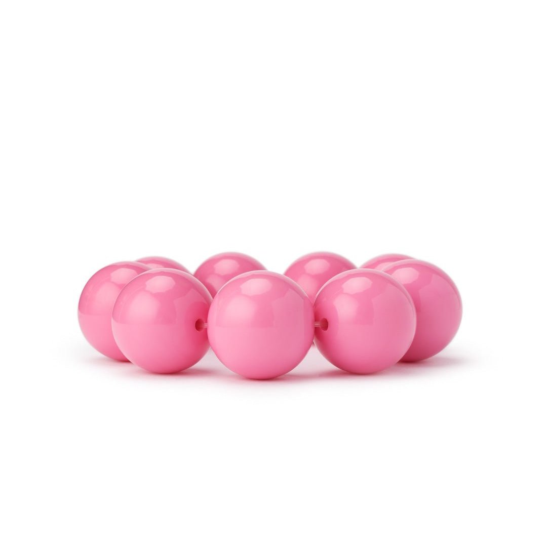 Bracciale con sfere XXL elastico in acrilico rosa - Mya Accessories