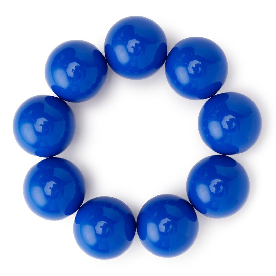 Bracciale con sfere XXL elastico in acrilico blu - Mya Accessories