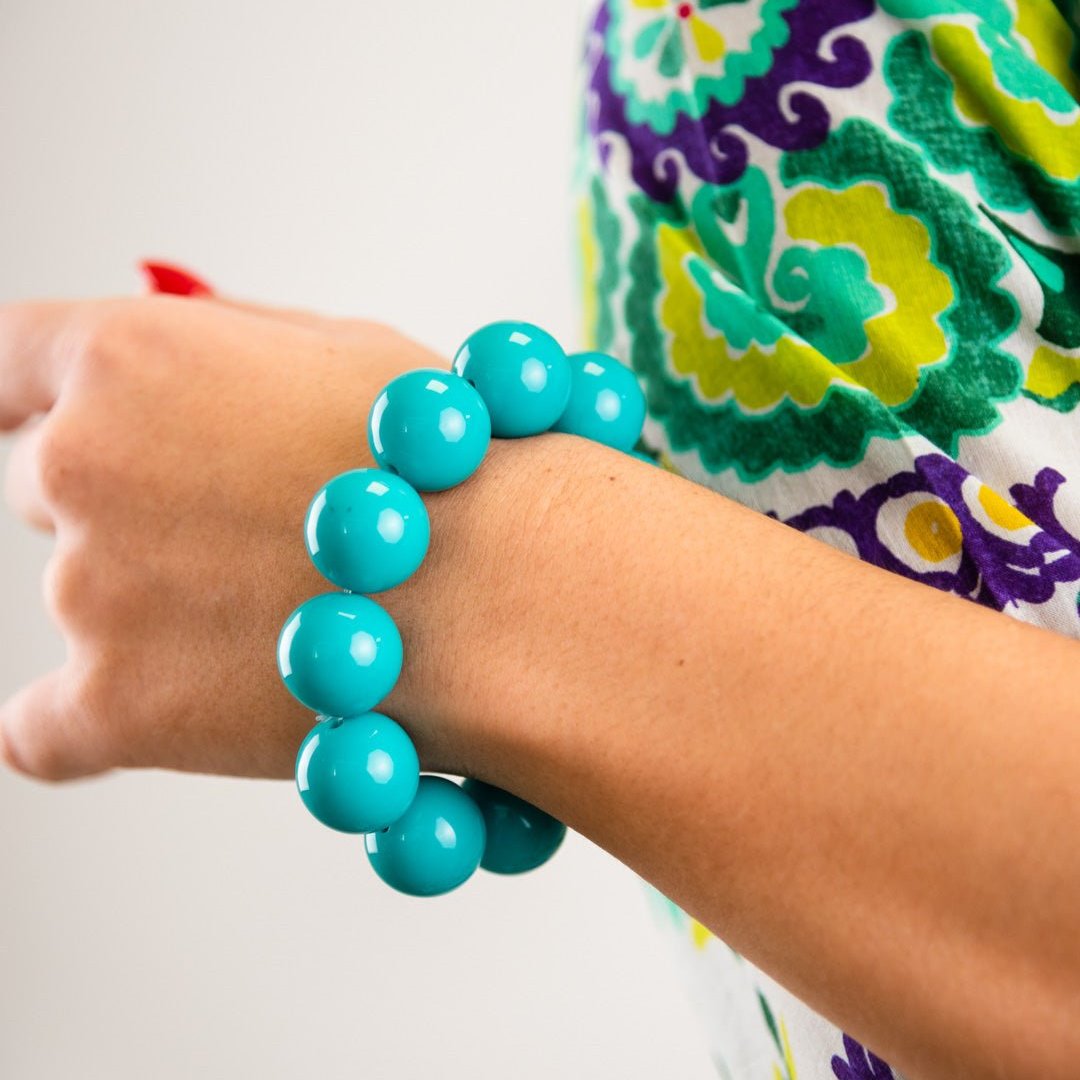 Bracciale con sfere 20 mm elastico in acrilico turchese - Mya Accessories