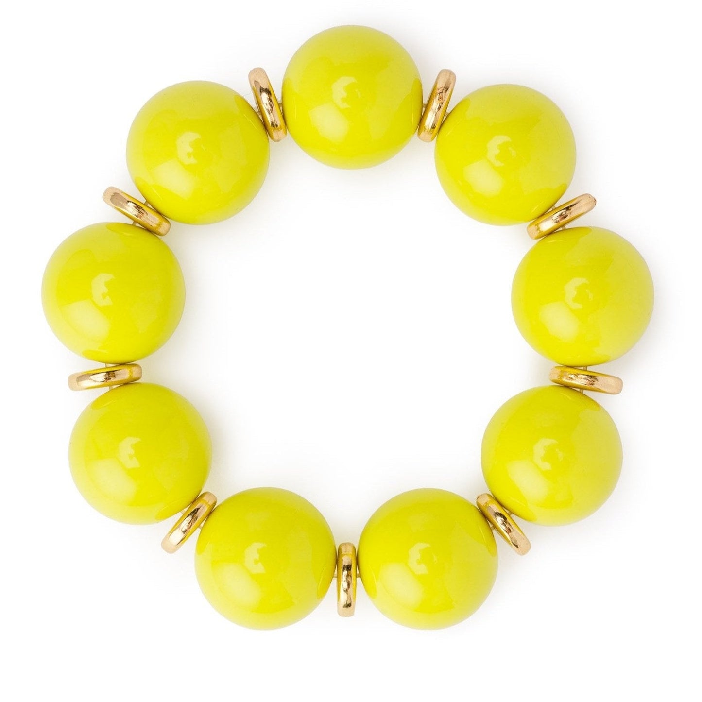 Bracciale elastico con sfere in acrilico verde lime, con rondelle in metallo - Mya Accessories