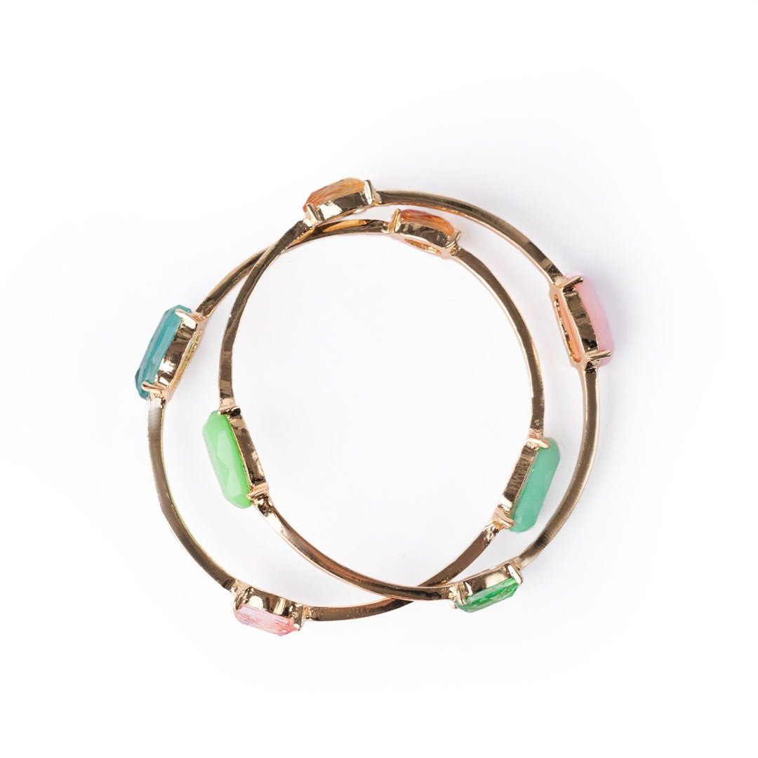 Bracciale bangles 2 pezzi con pietre in resina multicolore - Mya Accessories