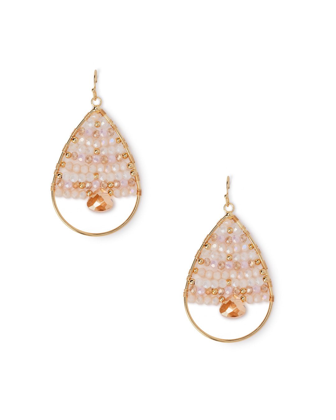 Orecchini pendenti a forma di goccia con microcristalli tono rosa - Mya Accessories