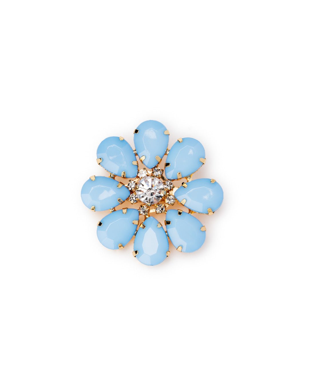 Spilla in ferro con fiore in resina celeste - Mya Accessories