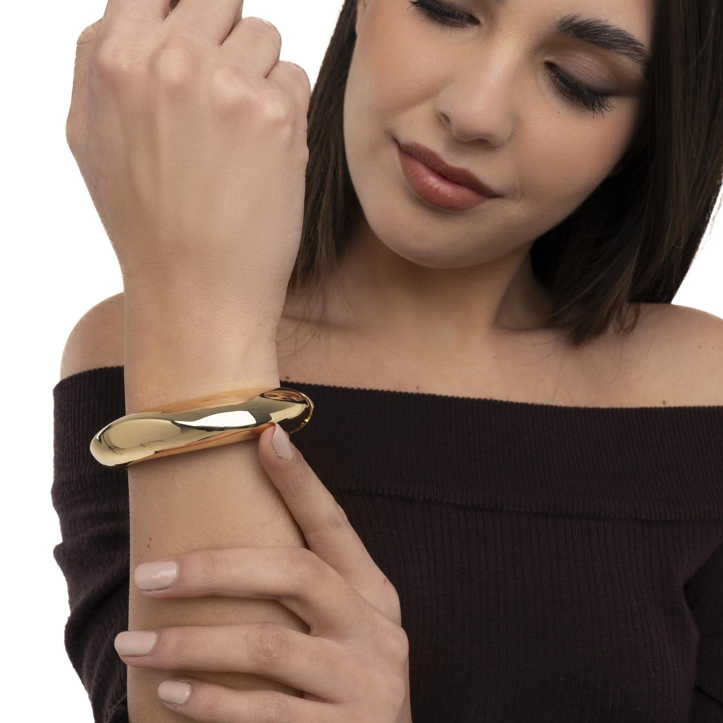 Bracciale rigido a manetta in ottone lucido - Mya Accessories