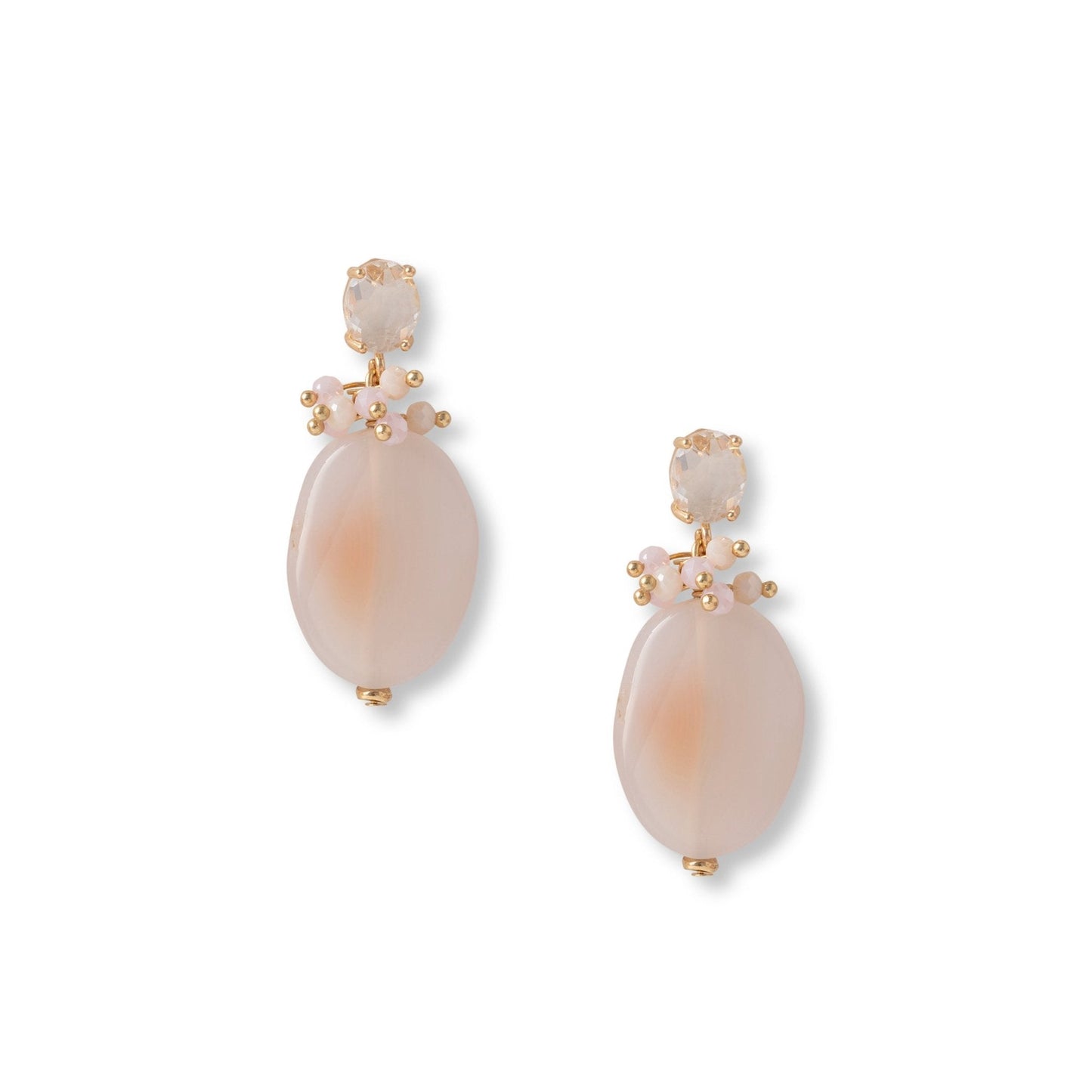 Orecchini pendenti con pietre dure e micro cristalli tono rosa - Mya Accessories