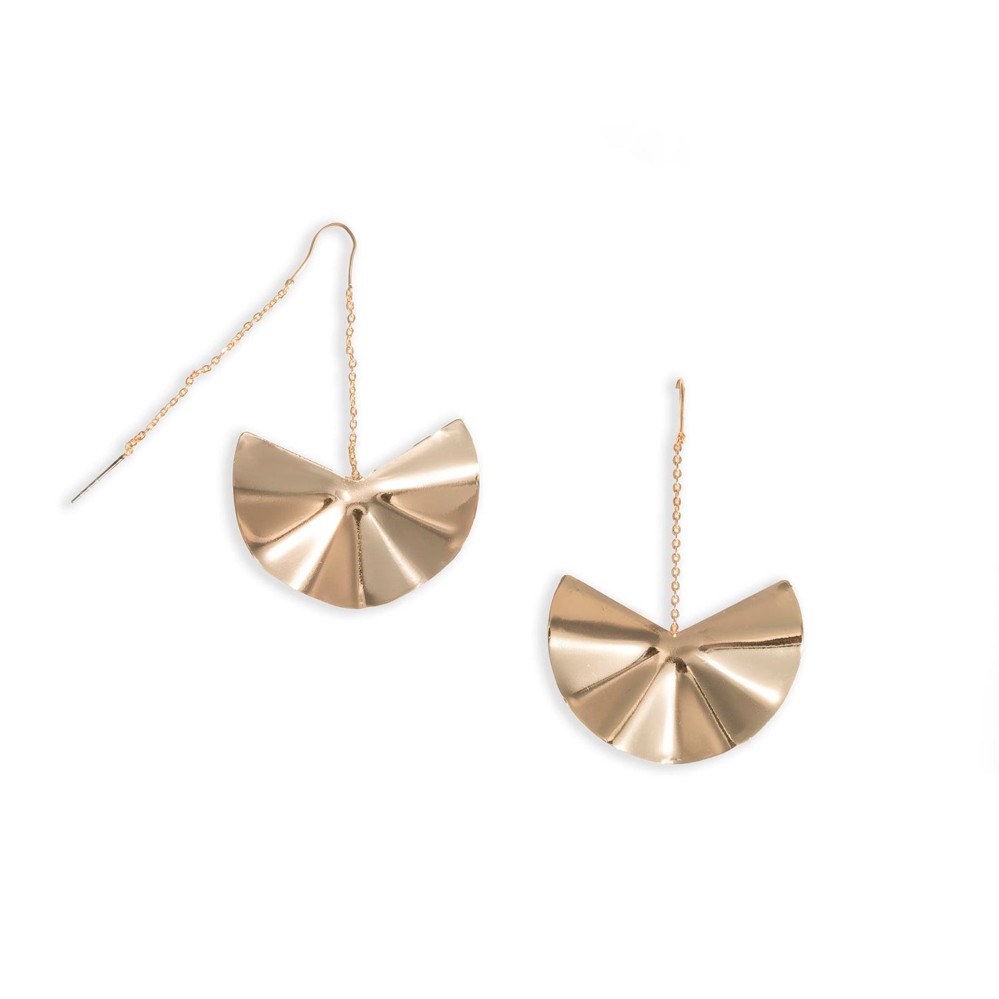 Orecchini pendenti a catena con fiore in metallo lucido - Mya Accessories