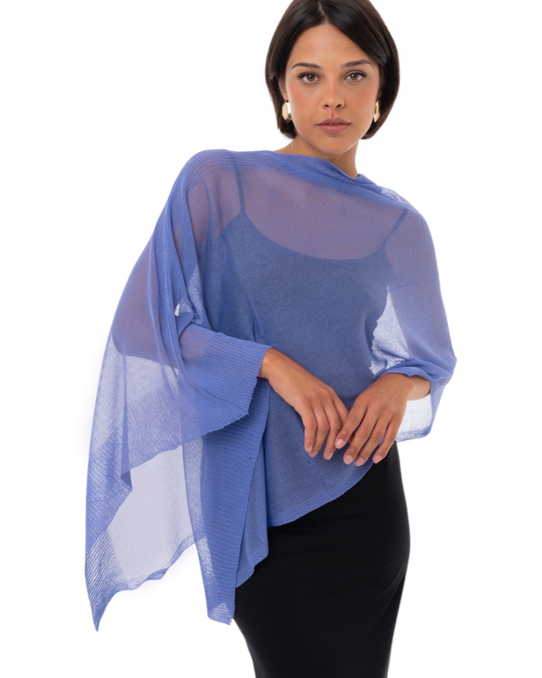 Poncho in filo trasparente violaceo