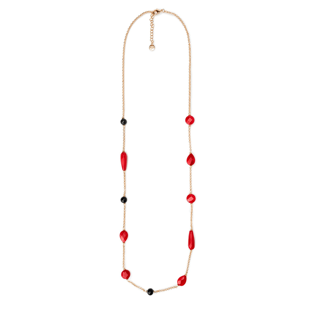 Collana lunga con pietre a goccia sui toni del rosso - Mya Accessories
