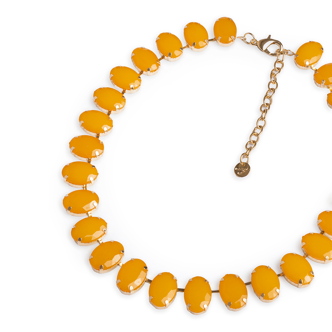 Collana girocollo con pietre ovali in resina senape - Mya Accessories