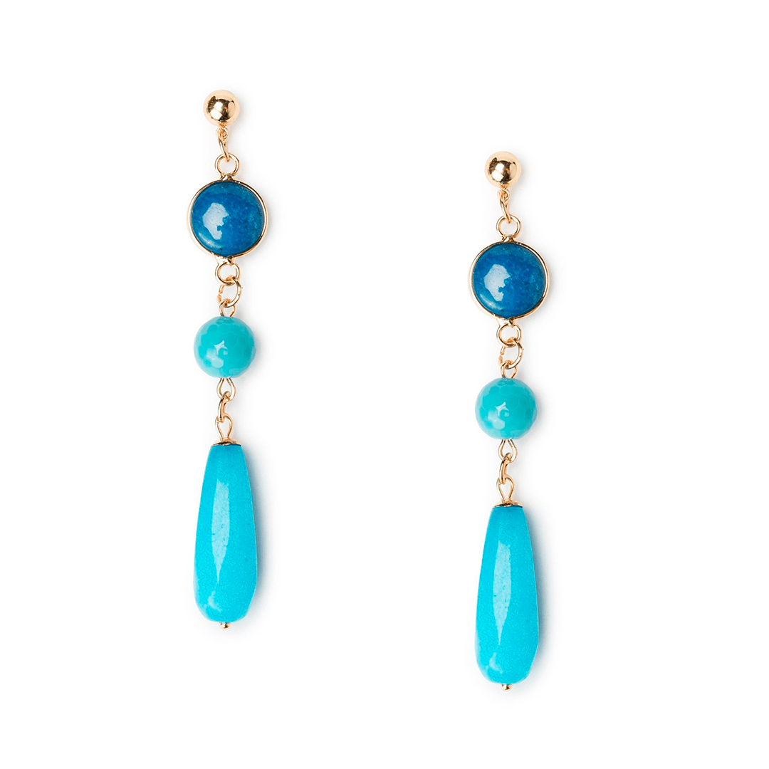 Orecchini pendente a goccia con pietre sui toni del celeste - Mya Accessories