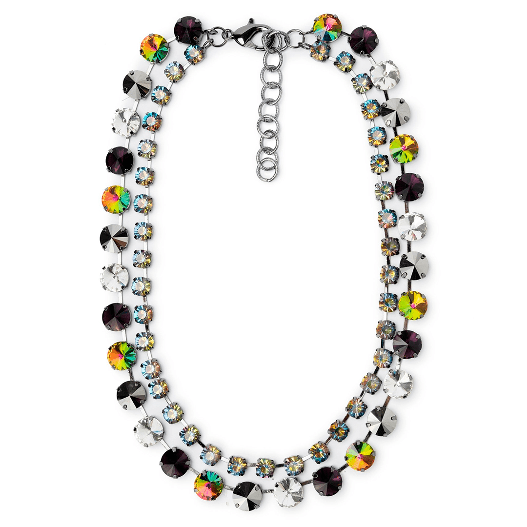 Collana in metallo gun con pietre in vetro sui toni del viola - Mya Accessories