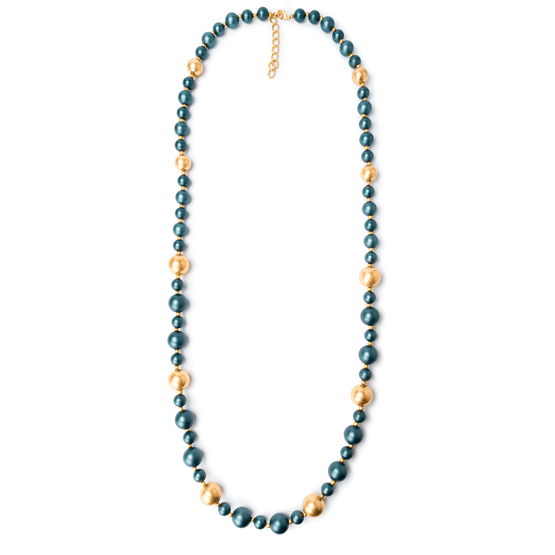 Collana lunga con balls in acrilico di colore blu - Mya Accessories