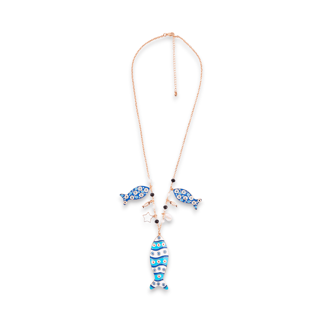 Collana charms pesce in Metallo color Oro - Blu - Rosso - Mya Accessories