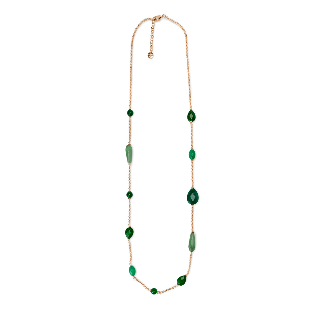 Collana lunga con pietre a goccia sui toni del verde - Mya Accessories